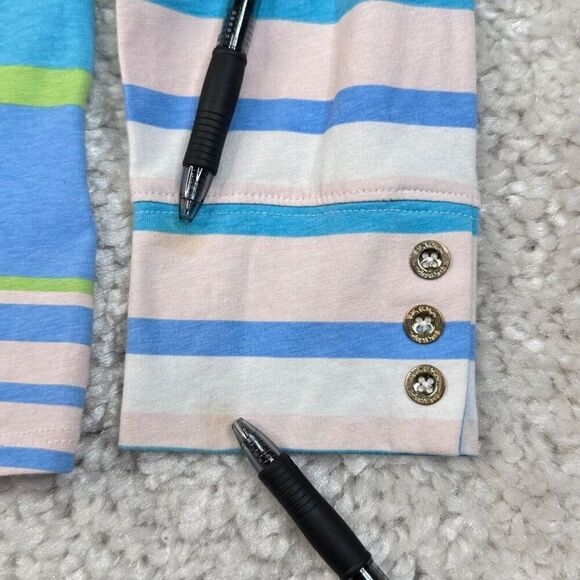 Lilly Pulitzer Aleah Paradise Blue Multi Stripe Boatneck Top FLAW - Picture 5 of 8